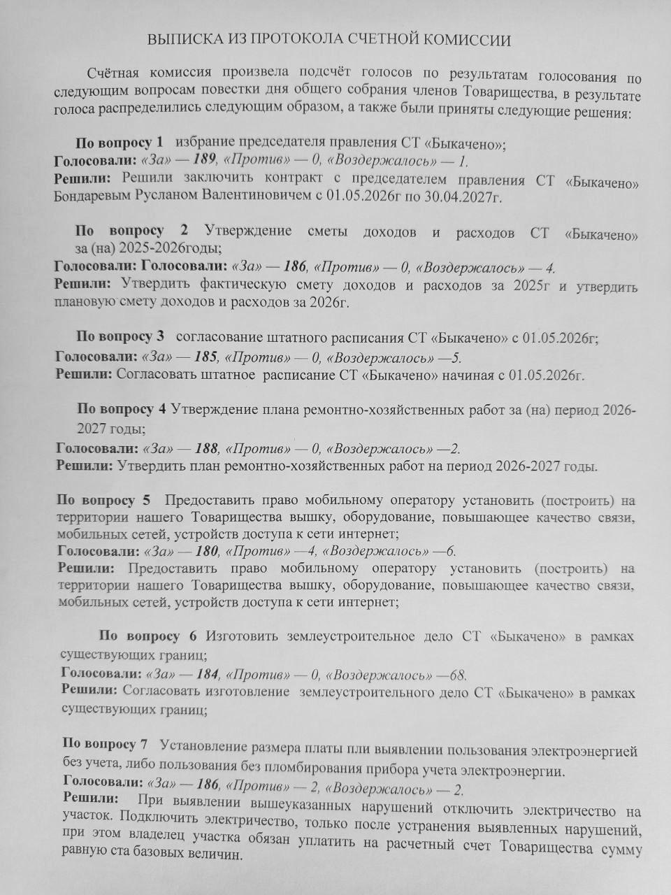 Результаты голосования 2026 года
